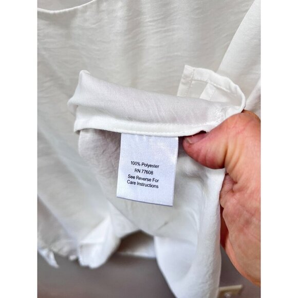 J. Peterman White Sleeveless Blouse with‎ wrapped back- Size L - Picture 3 of 5